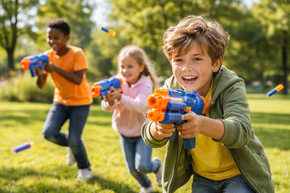 Actief buitenspelen met een nerf gun